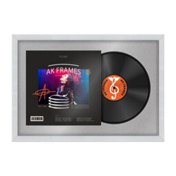 "AK Frames 25X17"" White Classic Vinyl Record Frame With Silver Mount For 12 Inch Lp Cover & Disc - Overlapped Design" - thumbnail 1