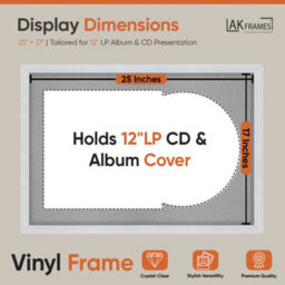 "AK Frames 25X17"" White Classic Vinyl Record Frame With Silver Mount For 12 Inch Lp Cover & Disc - Overlapped Design" - thumbnail 2