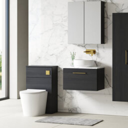 Nuie Arno Wall Hung 1-Drawer Vanity Unit With Laminate Worktop In Anthracite Woodgrain - thumbnail 3