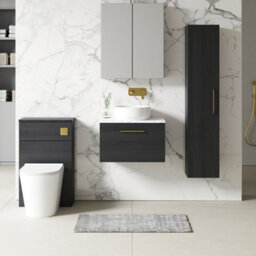 Nuie Arno Wall Hung 1-Drawer Vanity Unit With Laminate Worktop In Anthracite Woodgrain - thumbnail 4