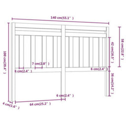 Berkfield Bed Headboard White 140X4X100 Cm Solid Wood Pine - thumbnail 5