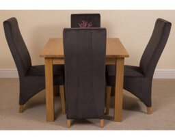 That's Furniture Oslo 90 X 90 Cm Oak Small Dining Table And 4 Chairs Dining Set With Lola Black Fabric Chairs - thumbnail 2