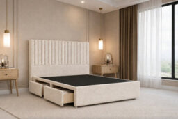 "Nexus Amalfi Teddy Divan, Cream, 54"" Headboard, 2 Drawers Same Side, Open Coil Mattress, Small Double" - thumbnail 4