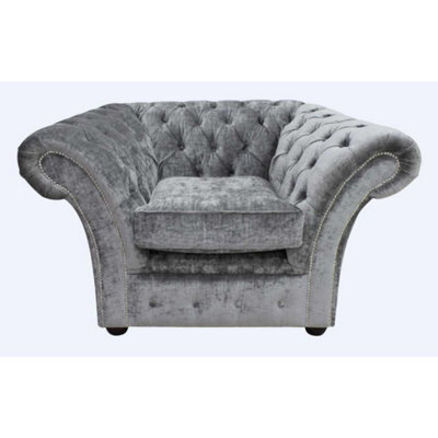 Chesterfield Club Armchair Modena Smoke Velvet Fabric In Balmoral Style - image 1