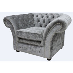 Chesterfield Club Armchair Modena Smoke Velvet Fabric In Balmoral Style - thumbnail 3