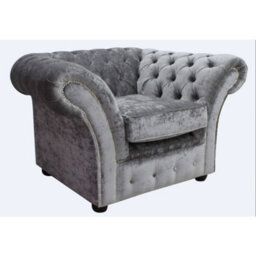 Chesterfield Club Armchair Modena Smoke Velvet Fabric In Balmoral Style - thumbnail 2