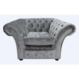 Chesterfield Club Armchair Modena Smoke Velvet Fabric In Balmoral Style - thumbnail 1