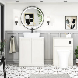 Royal Bathrooms Royal Bathroom Elmore 700mm Classic White Freestanding Bathroom Vanity Unit 2 Door Plain White Worktop With Cube Basin - thumbnail 5