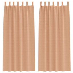 Berkfield Modern Curtains With Curtains 2 Pcs Light Brown Polyester - thumbnail 1