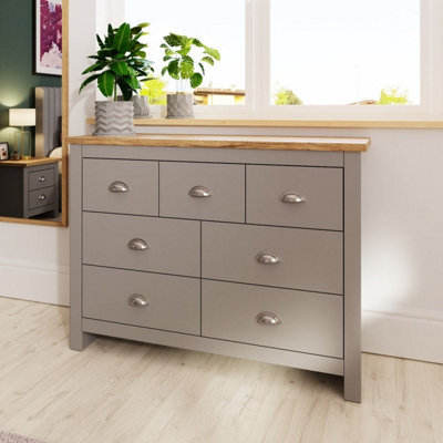 Timber Art Design Lisbon Light Grey Bedroom Chest Of Drawers 3+4 7 Drawer Storage Cabinet Furniture - image 1