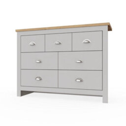 Timber Art Design Lisbon Light Grey Bedroom Chest Of Drawers 3+4 7 Drawer Storage Cabinet Furniture - thumbnail 4