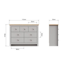 Timber Art Design Lisbon Light Grey Bedroom Chest Of Drawers 3+4 7 Drawer Storage Cabinet Furniture - thumbnail 2