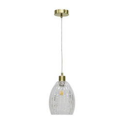 First Choice Lighting Set Of 2 Birch - Clear Fluted Glass With Satin Brass Pendant Fittings - thumbnail 2