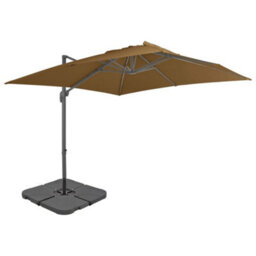 Walplus Garden Parasol With Portable Base Taupe