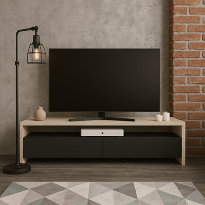 "Decorotika Vertu Tv Stand For Tvs Up To 59"" Travertine Black" - image 1