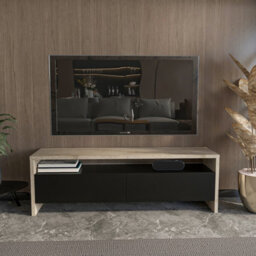 "Decorotika Vertu Tv Stand For Tvs Up To 59"" Travertine Black" - thumbnail 3