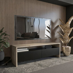 "Decorotika Vertu Tv Stand For Tvs Up To 59"" Travertine Black" - thumbnail 2