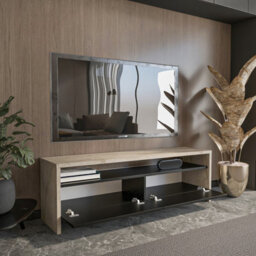 "Decorotika Vertu Tv Stand For Tvs Up To 59"" Travertine Black" - thumbnail 4