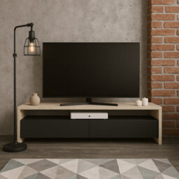 "Decorotika Vertu Tv Stand For Tvs Up To 59"" Travertine Black" - thumbnail 1