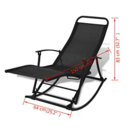 Berkfield Garden Rocking Chair Steel And Textilene Black - thumbnail 8