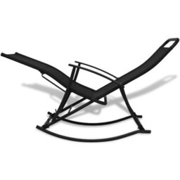 Berkfield Garden Rocking Chair Steel And Textilene Black - thumbnail 4