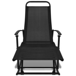 Berkfield Garden Rocking Chair Steel And Textilene Black - thumbnail 2