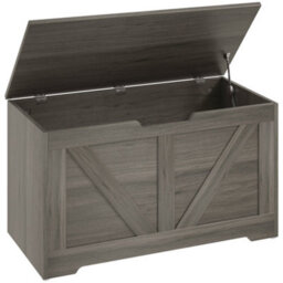 Wyld Haus Cosoli Charcoal Grey Wood-Effect 100L Storage Chest With Safety Hinge And U-Shaped Lid Cutout - thumbnail 2