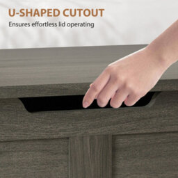 Wyld Haus Cosoli Charcoal Grey Wood-Effect 100L Storage Chest With Safety Hinge And U-Shaped Lid Cutout - thumbnail 6