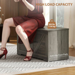 Wyld Haus Cosoli Charcoal Grey Wood-Effect 100L Storage Chest With Safety Hinge And U-Shaped Lid Cutout - thumbnail 7