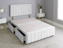 Comfy Deluxe 4Ft Small Double Panel White Plush Divan Bed Set Headboard & Footboard 2 Drawers Right Side - thumbnail 2