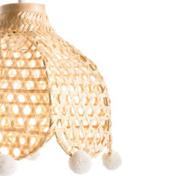 Wyld And Coco Boholuxe Rattan Pendant Lamp, Pom-Pom Trim, Warm Ambient Light For Living Room And Bedroom - thumbnail 7