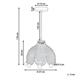 Wyld And Coco Boholuxe Rattan Pendant Lamp, Pom-Pom Trim, Warm Ambient Light For Living Room And Bedroom - thumbnail 3
