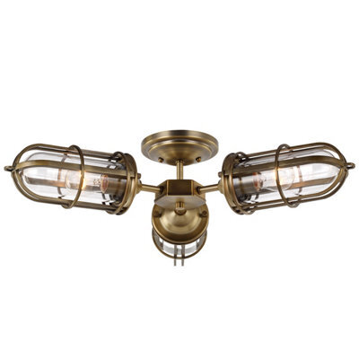 Luminosa Lighting Elstead Feiss Urban Restoration 3 Light Semi Flush Dark Antique Brass Ip44 - image 1