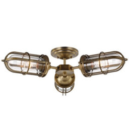 Luminosa Lighting Elstead Feiss Urban Restoration 3 Light Semi Flush Dark Antique Brass Ip44 - thumbnail 1
