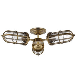 Luminosa Lighting Elstead Feiss Urban Restoration 3 Light Semi Flush Dark Antique Brass Ip44 - thumbnail 2