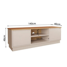 Tv Unit Up To 60 Inch, 140 Cm Modern Tv Stand Cabinet With Storage, Wooden Media Console For Living Room (Oak&light Grey, Mono) - thumbnail 5