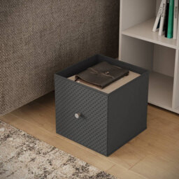 Urbn-Living Black, Dark Grey - Asymmetrical 8 Cube Bookcase Unit W/ 6 Drawer Inserts - thumbnail 4