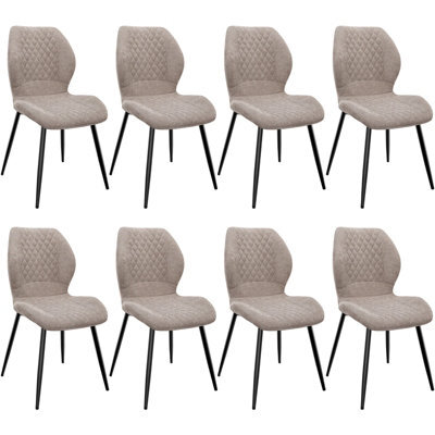 Longtoo Set Of 8 Dining Chairs ,linen Sponge Cushion ,metal Legs And Diamond Pattern Upholstered-Brown. - image 1
