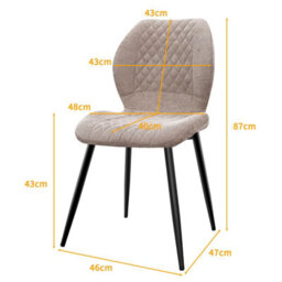 Longtoo Set Of 8 Dining Chairs ,linen Sponge Cushion ,metal Legs And Diamond Pattern Upholstered-Brown. - thumbnail 3