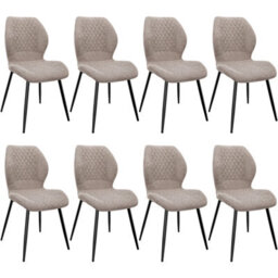 Longtoo Set Of 8 Dining Chairs ,linen Sponge Cushion ,metal Legs And Diamond Pattern Upholstered-Brown. - thumbnail 1