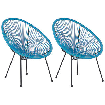 Beliani Set Of 2 Garden Chairs Acapulco Ii Pe Rattan Blue - image 1