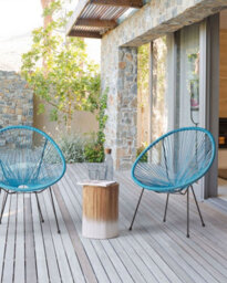 Beliani Set Of 2 Garden Chairs Acapulco Ii Pe Rattan Blue - thumbnail 2