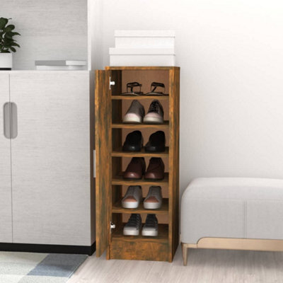 Berkfield Shoe Cabinet Smoked Oak 32X35X92 Cm Engineered Wood - image 1