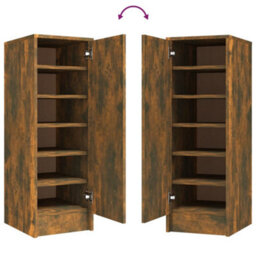 Berkfield Shoe Cabinet Smoked Oak 32X35X92 Cm Engineered Wood - thumbnail 8