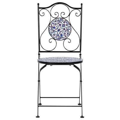 Beliani Set Of 2 Folding Garden Chairs Black Iron Frame Finish - image 1