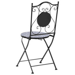 Beliani Set Of 2 Folding Garden Chairs Black Iron Frame Finish - thumbnail 6