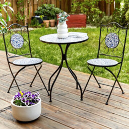 Beliani Set Of 2 Folding Garden Chairs Black Iron Frame Finish - thumbnail 2
