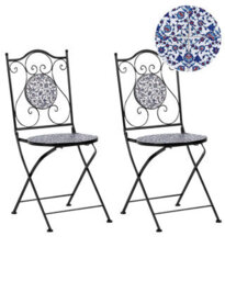 Beliani Set Of 2 Folding Garden Chairs Black Iron Frame Finish - thumbnail 3