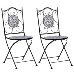 Beliani Set Of 2 Folding Garden Chairs Black Iron Frame Finish - thumbnail 4