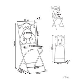 Beliani Set Of 2 Folding Garden Chairs Black Iron Frame Finish - thumbnail 5